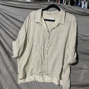 Piper & Scoot the Devitt Striped Button-Up in Ivory + Black xxl